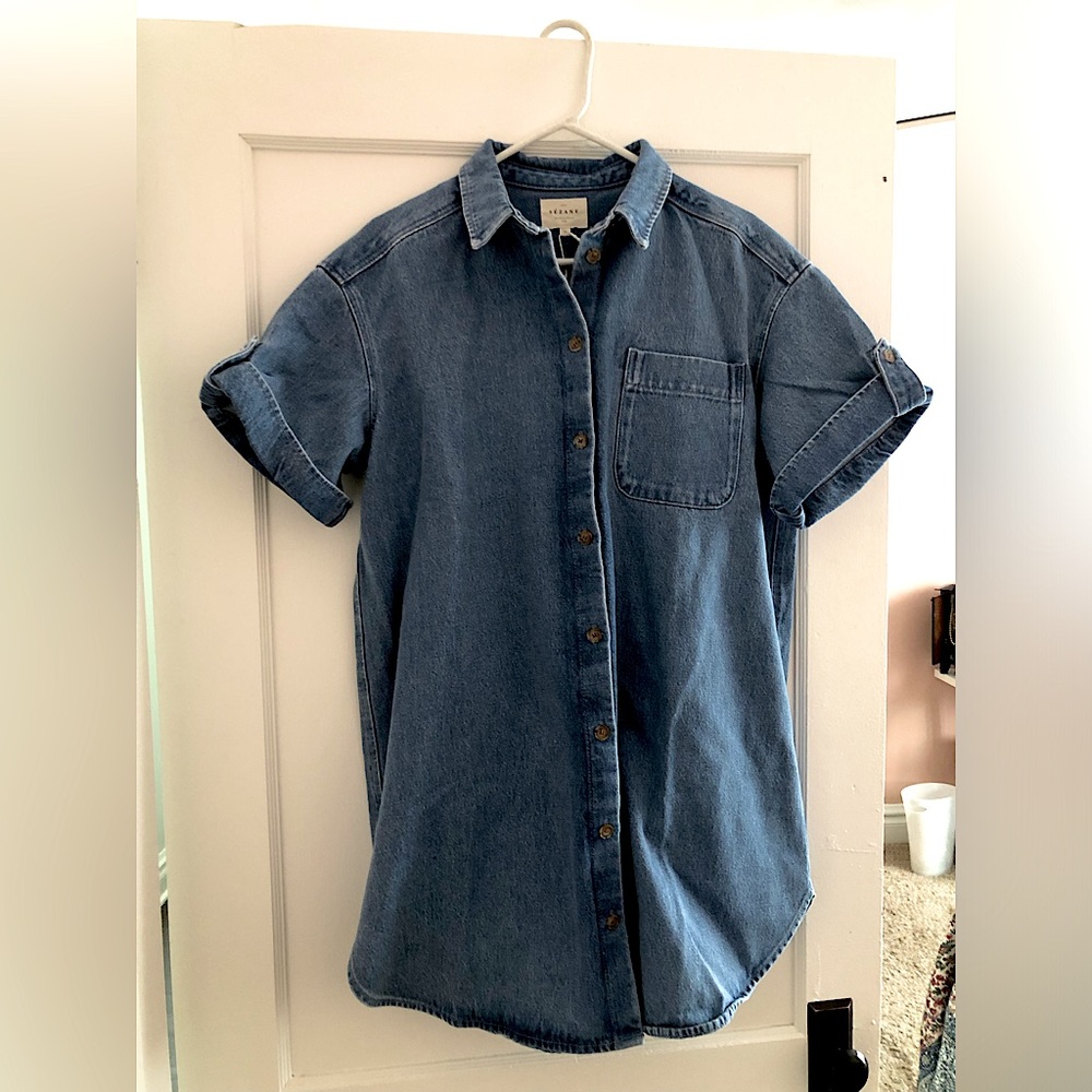 Sezane Blue Denim Mini Dress